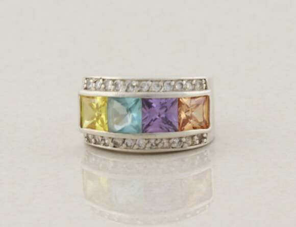 Unbranded Jewelry - Sterling Silver Multi Color Cubic Zirconia CZ Band Ring Size 7 1/4